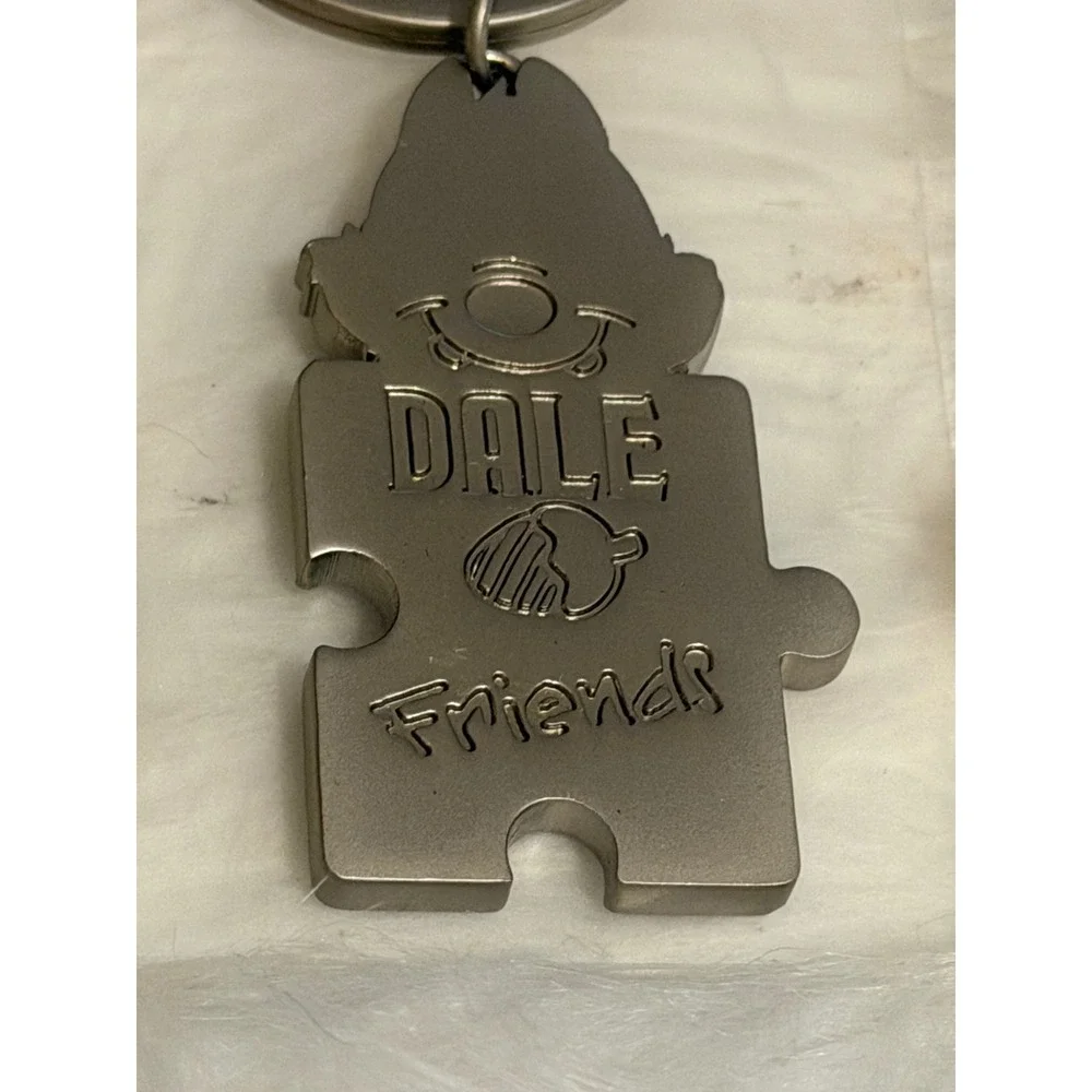 Disney Store Chip and Dale Best Friends Puzzle Piece Keychain Set Gold Silver